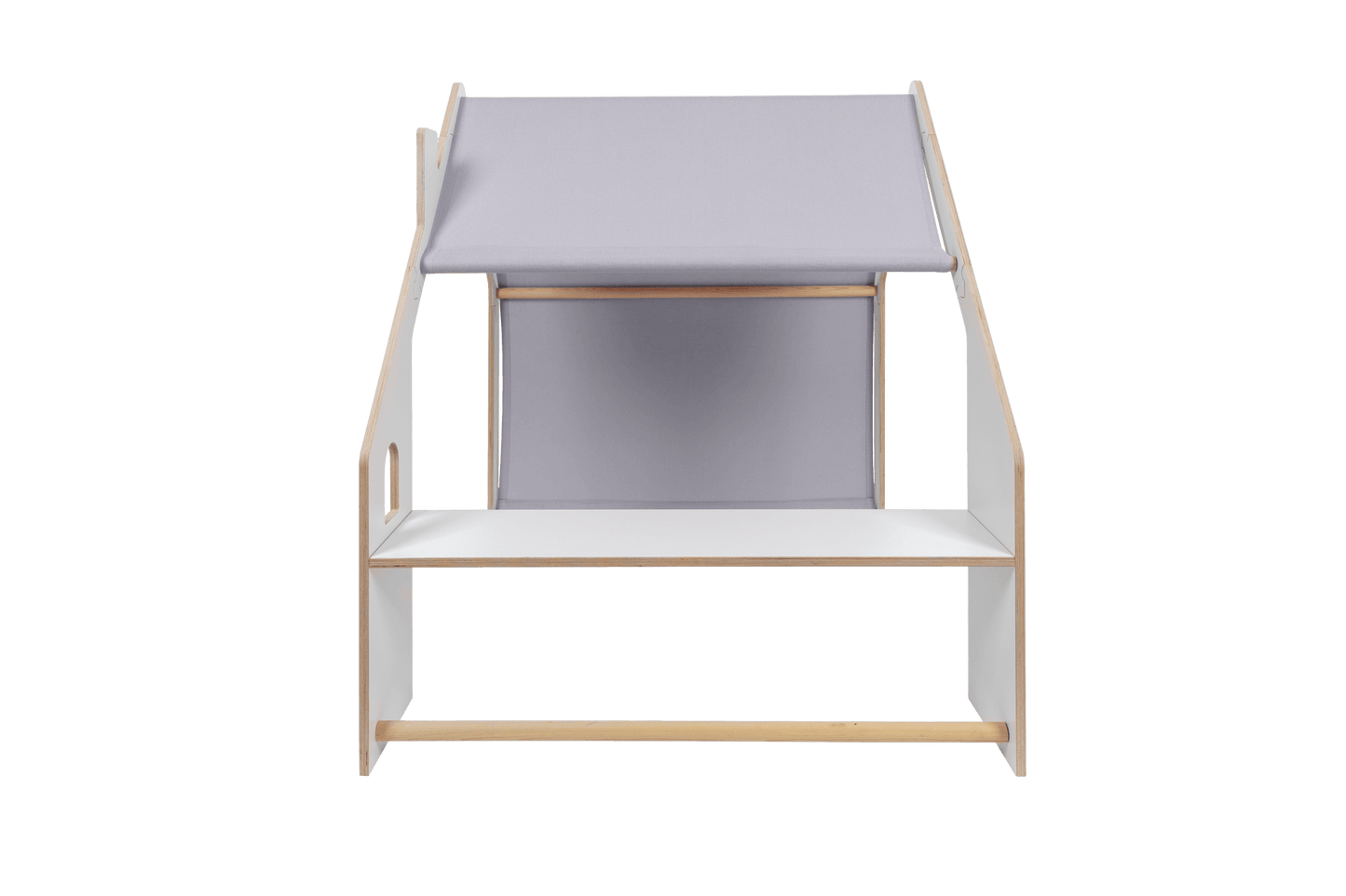 MeowBaby white wooden playhouse with blue roof, ideal luxury gift for kids. Available at USMIH, buy online with crypto. Find USMIH.