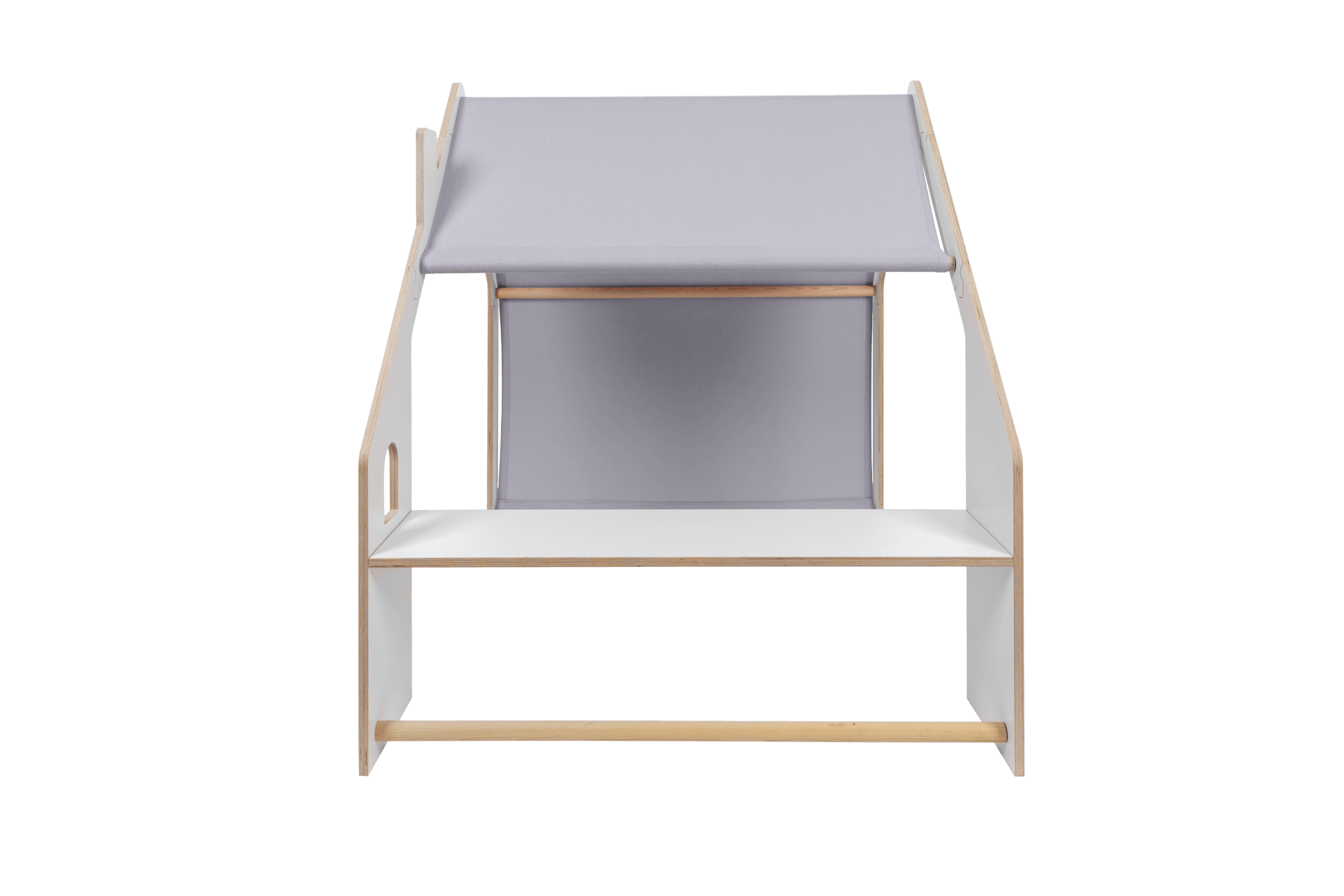 MeowBaby white wooden playhouse with blue roof, ideal luxury gift for kids. Available at USMIH, buy online with crypto. Find USMIH.