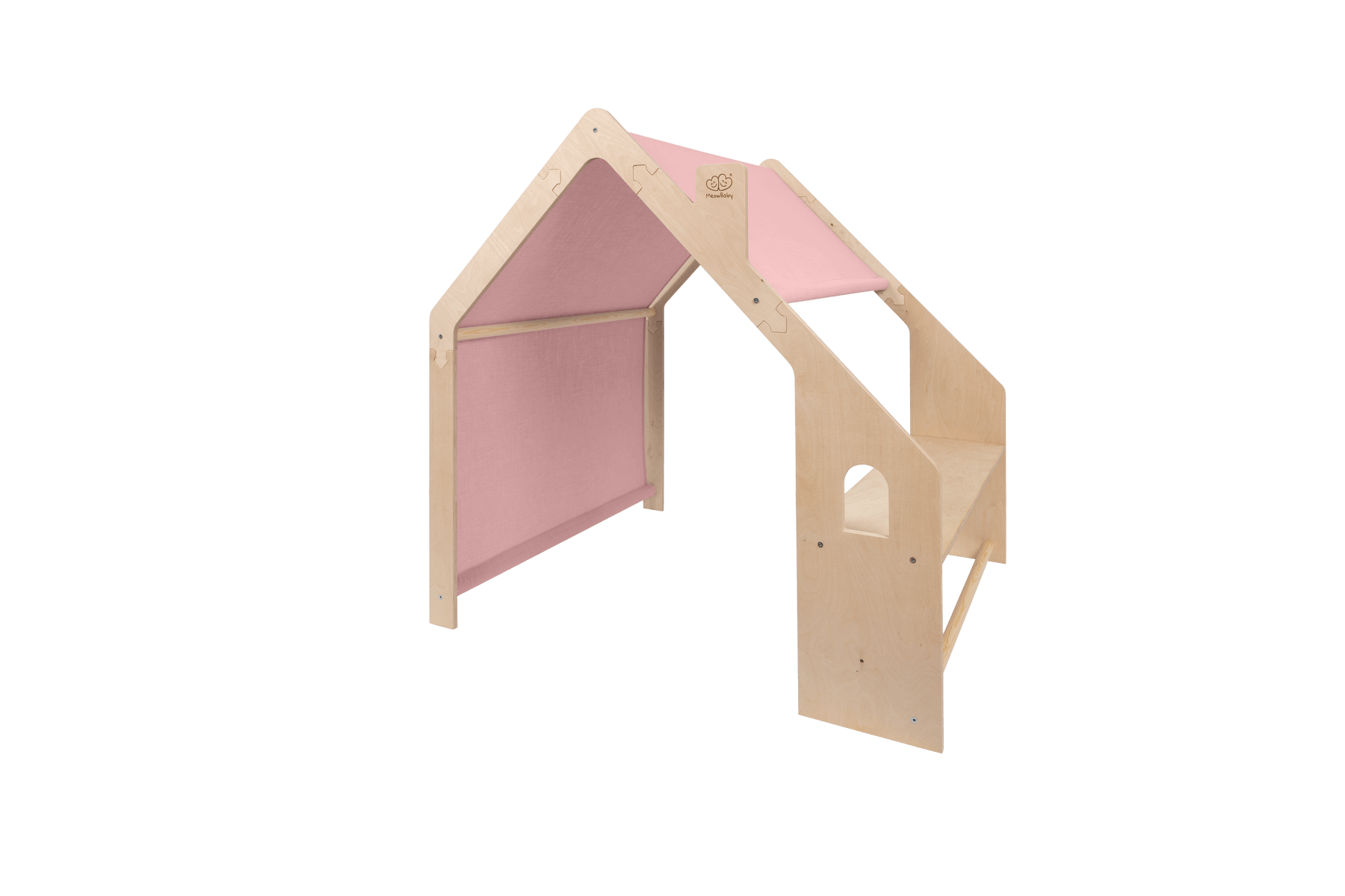 MeowBaby Natural Wooden House for Kids with Pink Roof, perfect luxury gift idea, available at premium online store USMIH.