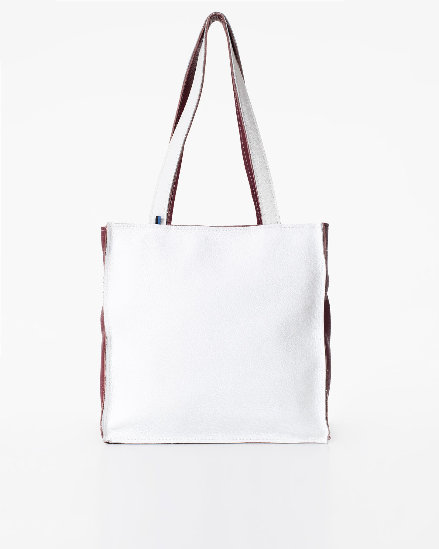 Folk 2 handmade white leather tote bag and handbag with zipper closure made from high-quality furniture industry leftovers.