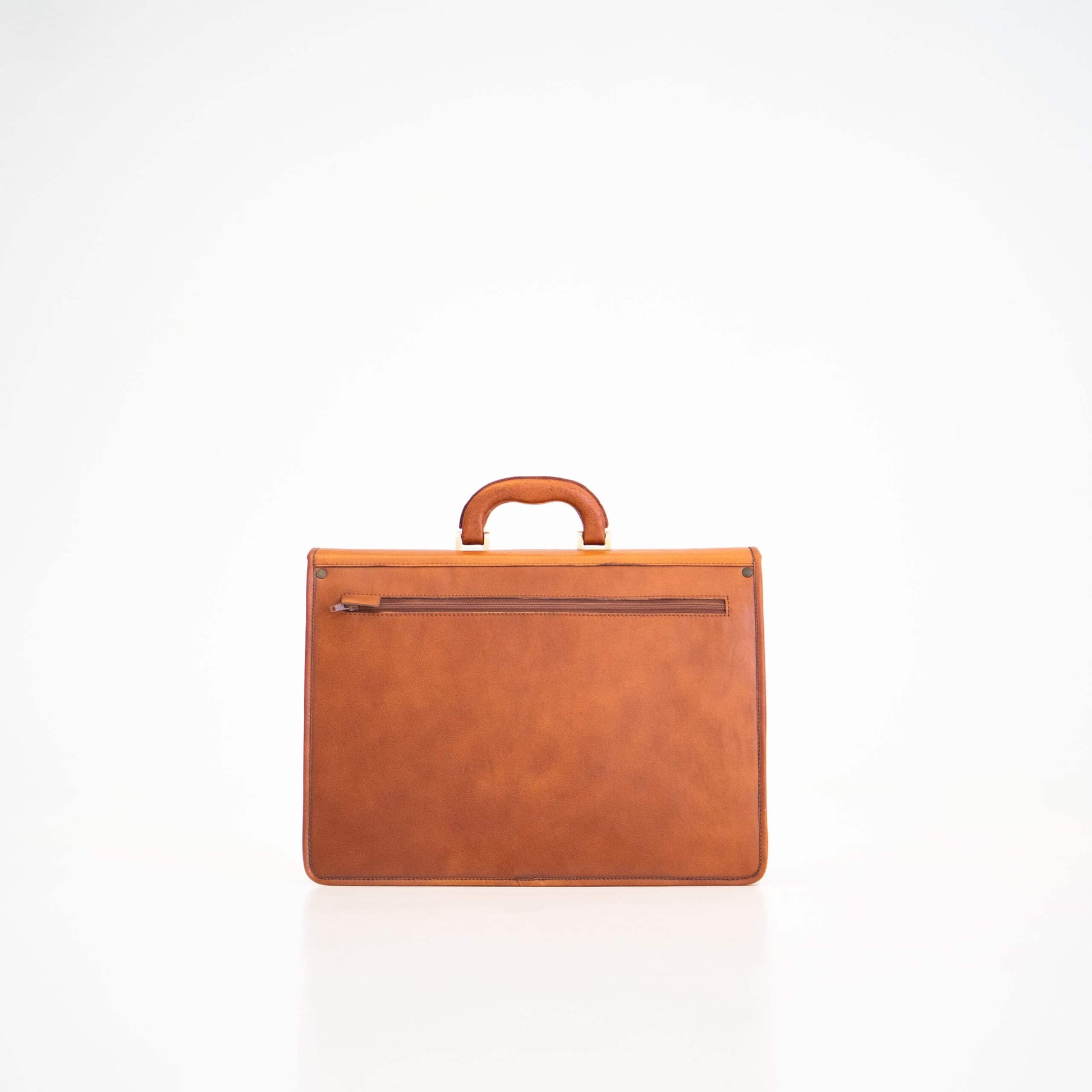 Leather Briefcase No. 99 in Cognac from Tartu, Estonia - Handcrafted with genuine leather, dual compartments, and an A4-size zip pocket.