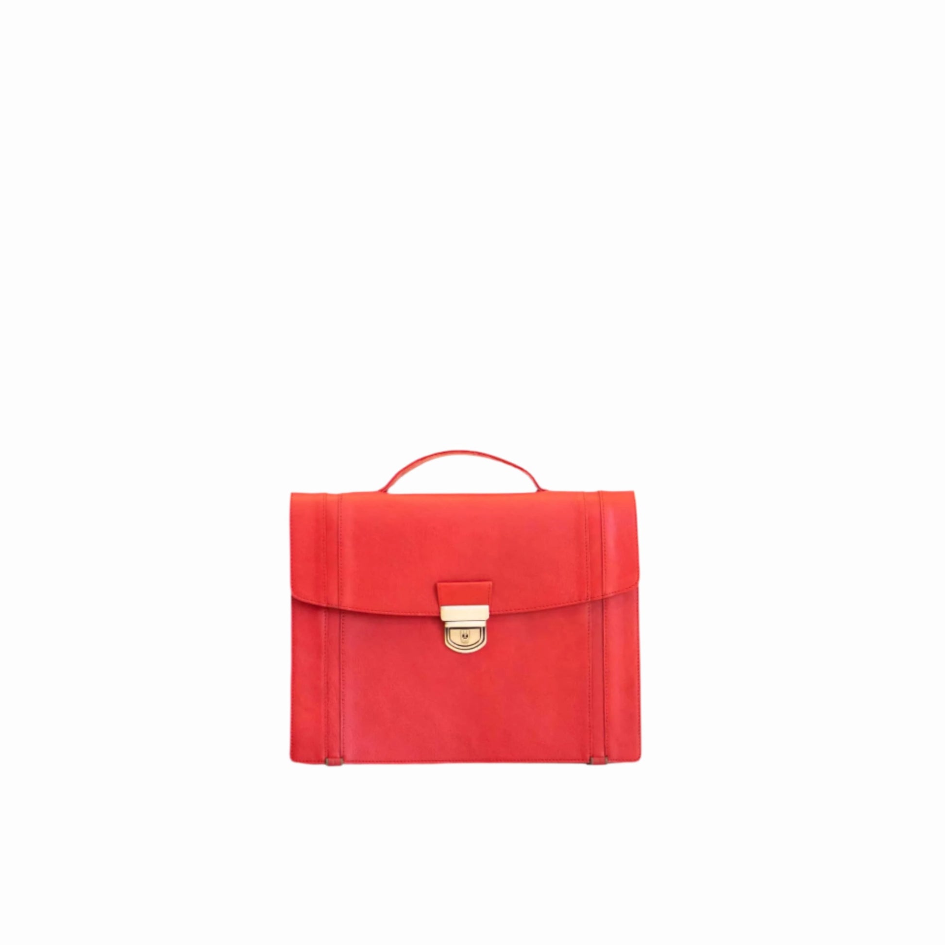 Premium Red Genuine Leather Briefcase No. 21, Estonia-made, for Elegant Minimalist Style