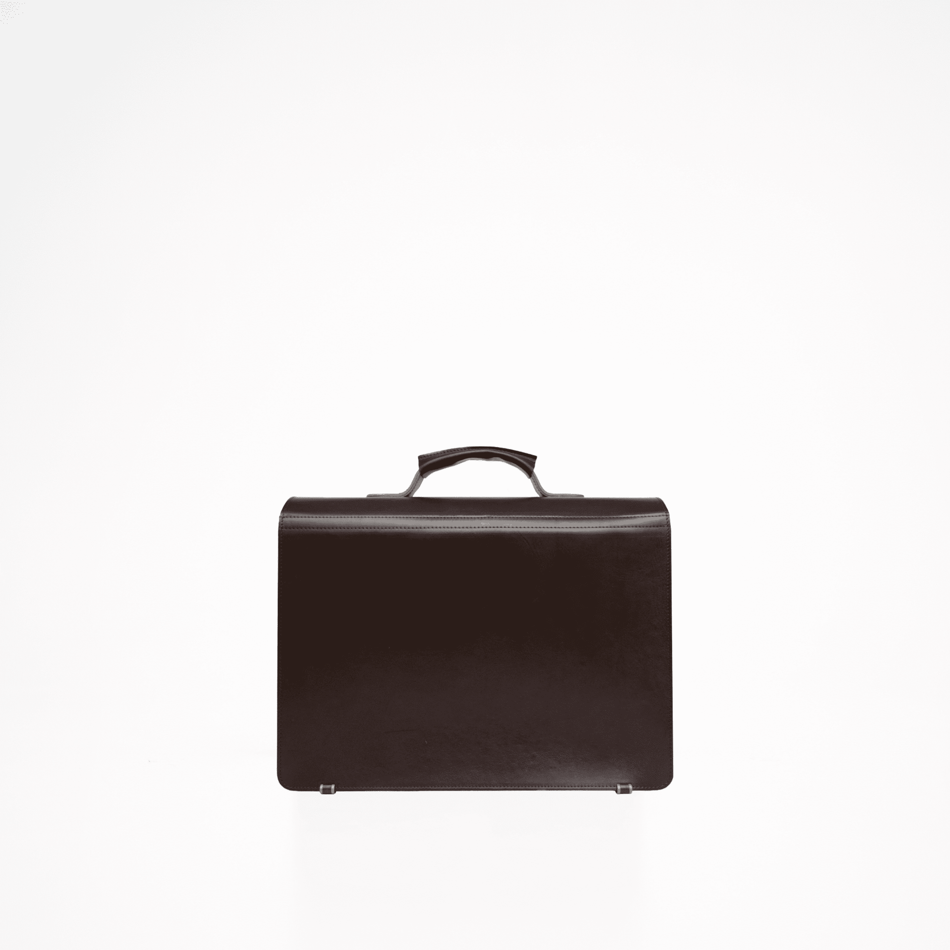 Dark Brown Briefcase No. 35 crafted from thick and durable leather, perfect for laptops and notebooks, showcasing elegant and minimalist design.