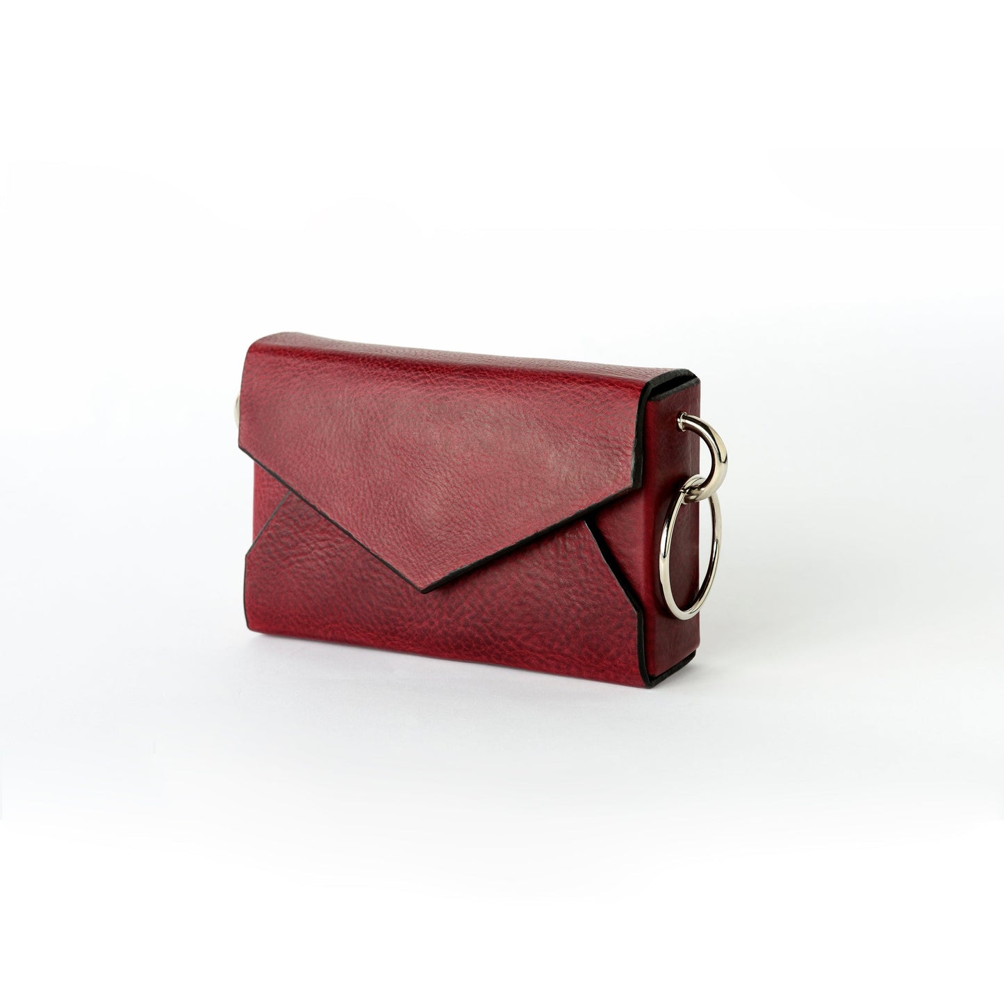 Handmade burgundy leather envelope bag on USMIH Grid, buy with card or Bitcoin, from a European brand, modern marketplace.