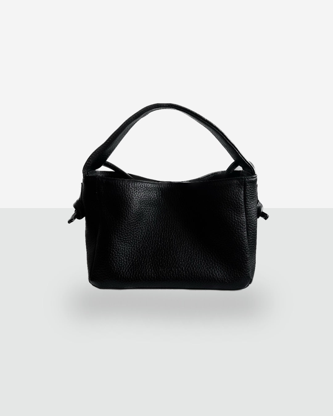 Black minimalist crossbody bag Meru with short handle, adjustable strap, perfect luxury gift idea from USMIH Buy USMIH.