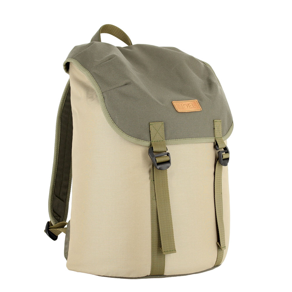 Beige Cafe backpack with G-Hook by Matrix Pro, made from waterproof Cordura, featuring USMIH Grid and 18L capacity for laptops up to 17 inches.