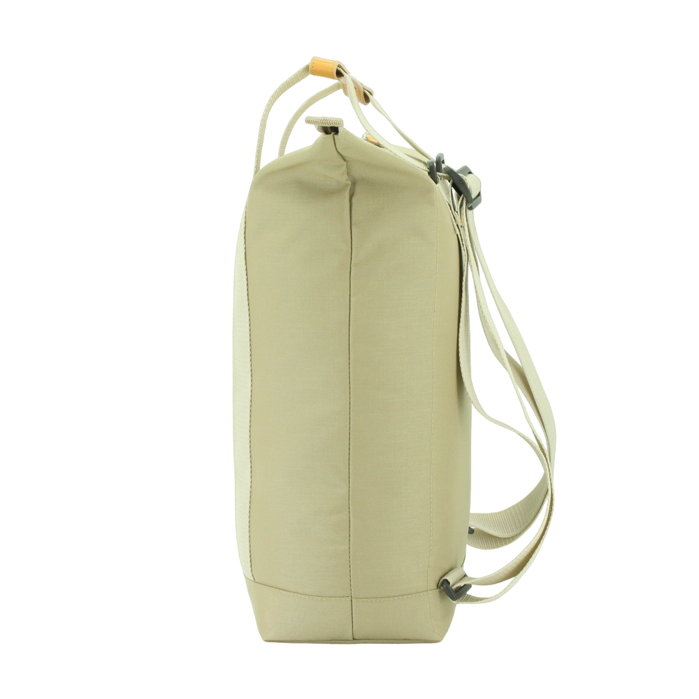 Beige NOEL 3in1 multifunctional bag shown from the side, displaying versatility as a backpack, shoulder bag, or handbag. USMIH Grid.