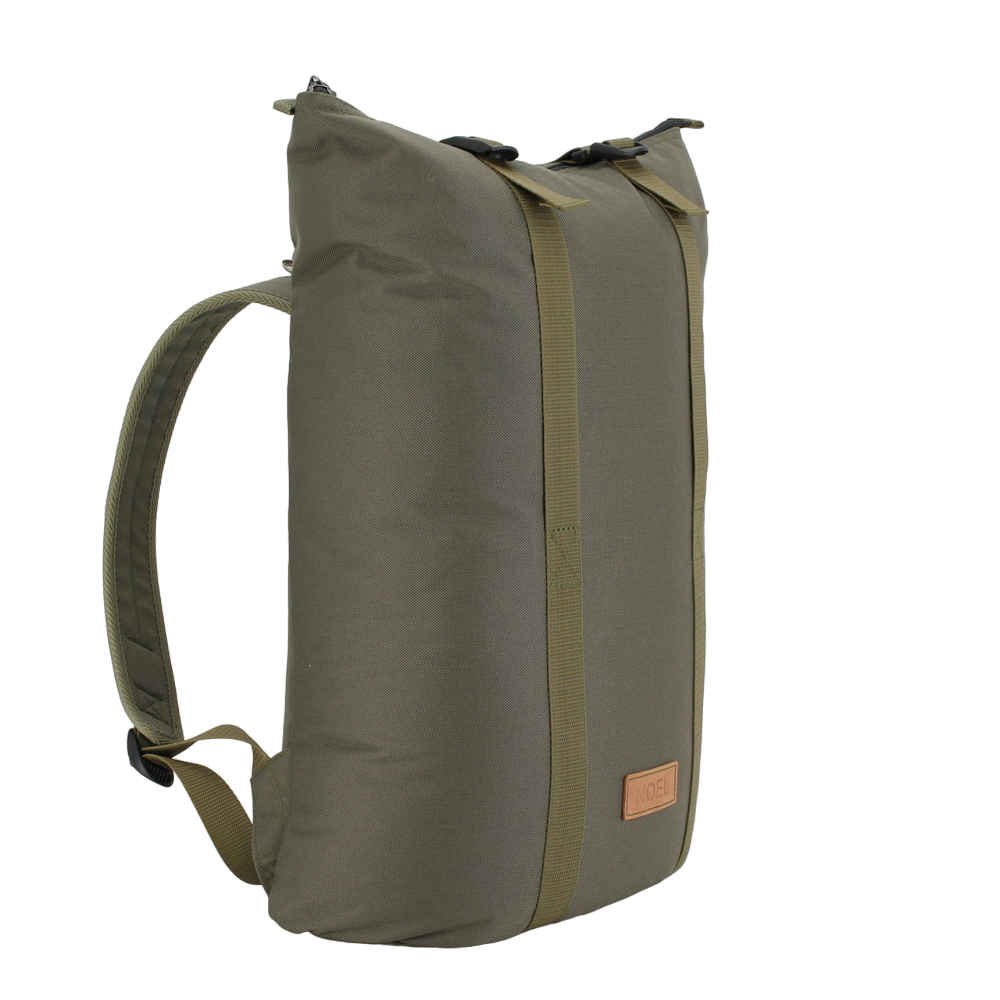 Khaki Zip Backpack with G-Hook, Matrix Pro design, padded adjustable straps, USMIH Grid compatible, sleek and durable.