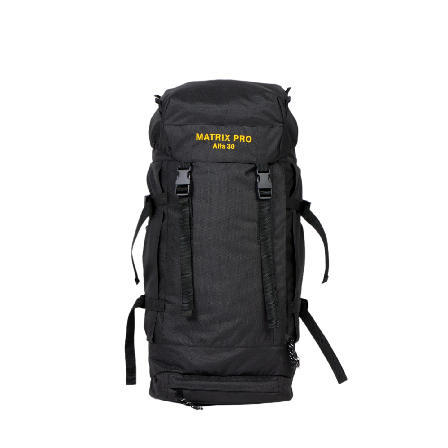 Black Matrix Pro Alfa 30 hiking bag with USMIH Grid, perfect for travel and everyday use.